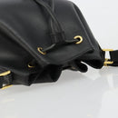 VALENTINO Purse Shoulder Bag Leather Black Gold Auth 185143-6