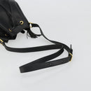 VALENTINO Purse Shoulder Bag Leather Black Gold Auth 185143-7