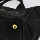 PRADA Canapa PM Handtasche Canvas Schwarz Gold Auth 185144-9