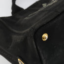 PRADA Canapa PM Handtasche Canvas Schwarz Gold Auth 185144-14
