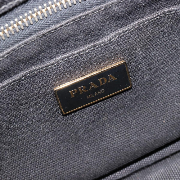 PRADA Canapa PM Handtasche Canvas Schwarz Gold Auth 185144