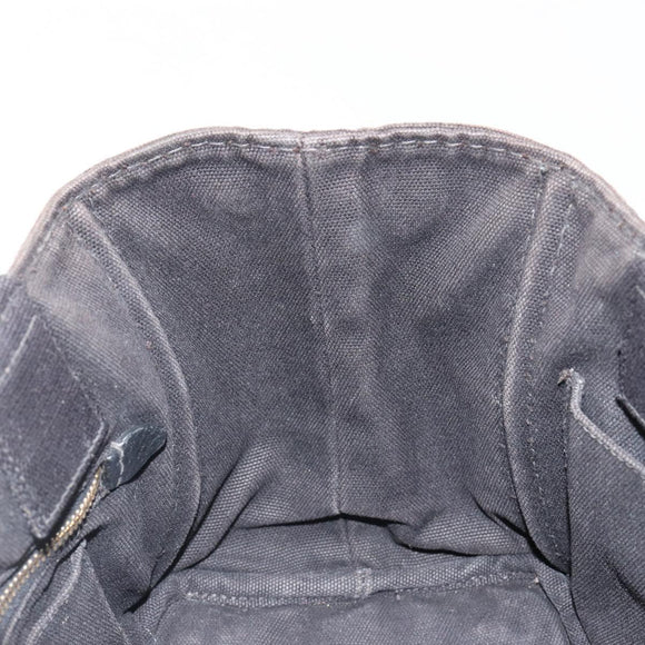 PRADA Canapa PM Handtasche Canvas Schwarz Gold Auth 185144