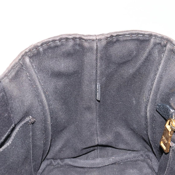 PRADA Canapa PM Handtasche Canvas Schwarz Gold Auth 185144