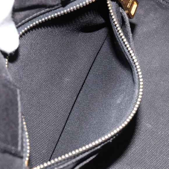 PRADA Canapa PM Handtasche Canvas Schwarz Gold Auth 185144