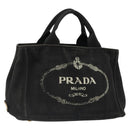 PRADA Canapa PM Handtasche Canvas Schwarz Gold Auth 185144-1