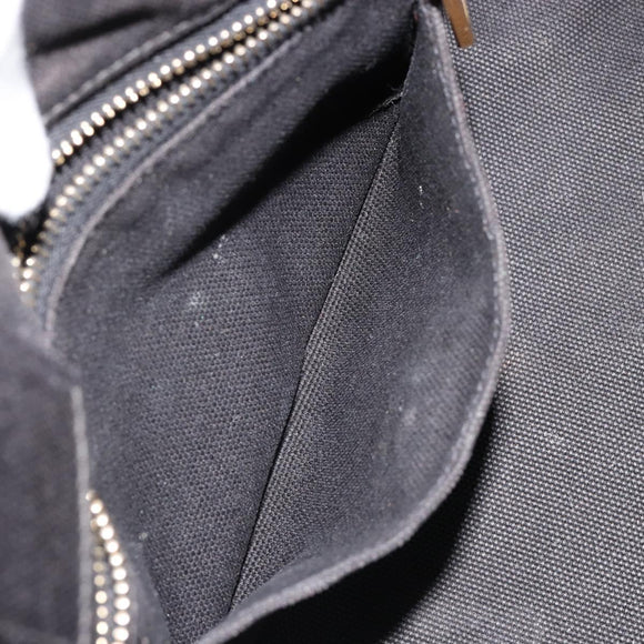 PRADA Canapa PM Handtasche Canvas Schwarz Gold Auth 185144