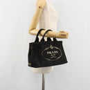 PRADA Canapa PM Handtasche Canvas Schwarz Gold Auth 185144-22