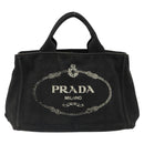 PRADA Canapa PM Handtasche Canvas Schwarz Gold Auth 185144-13