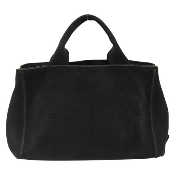 PRADA Canapa PM Handtasche Canvas Schwarz Gold Auth 185144