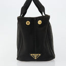 PRADA Canapa PM Handtasche Canvas Schwarz Gold Auth 185144-4