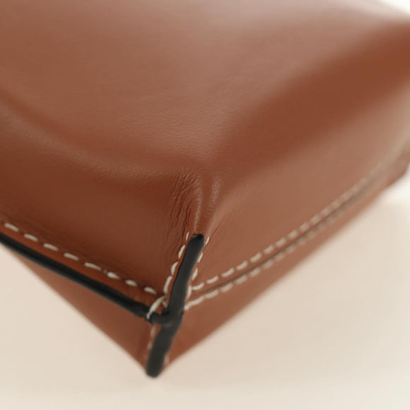 LOEWE Anagram Gate Pocket Shoulder Bag Leather Brown Auth 185145V