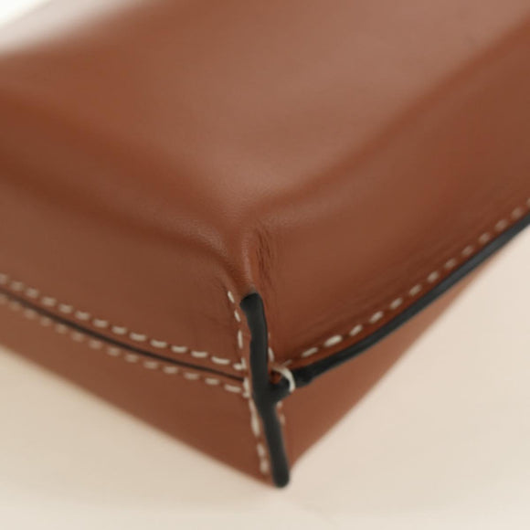 LOEWE Anagram Gate Pocket Shoulder Bag Leather Brown Auth 185145V