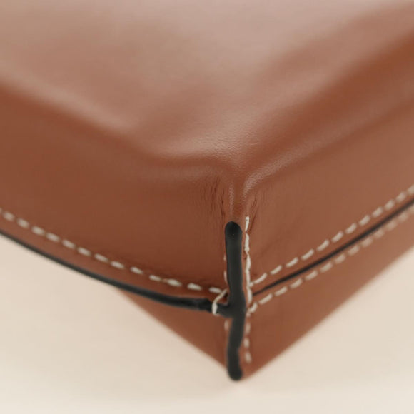 LOEWE Anagram Gate Pocket Shoulder Bag Leather Brown Auth 185145V