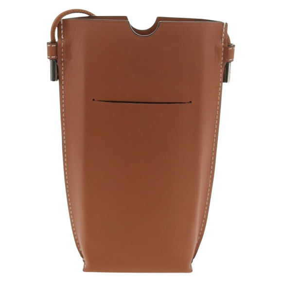 LOEWE Anagram Gate Pocket Shoulder Bag Leather Brown Auth 185145V