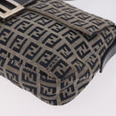 FENDI Zucchino Canvas Mamma Baguette Shoulder Bag Navy Silver Auth 185146SAV-15