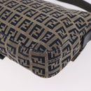 FENDI Zucchino Canvas Mamma Baguette Shoulder Bag Navy Silver Auth 185146SAV-17