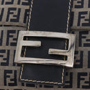 FENDI Zucchino Canvas Mamma Baguette Shoulder Bag Navy Silver Auth 185146SAV-19