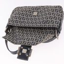 FENDI Zucchino Canvas Mamma Baguette Shoulder Bag Navy Silver Auth 185146SAV-21