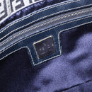 FENDI Zucchino Canvas Mamma Baguette Shoulder Bag Navy Silver Auth 185146SAV-22