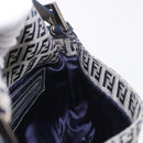 FENDI Zucchino Canvas Mamma Baguette Shoulder Bag Navy Silver Auth 185146SAV-23