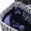 FENDI Zucchino Canvas Mamma Baguette Shoulder Bag Navy Silver Auth 185146SAV-24
