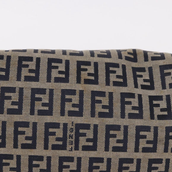 FENDI Zucchino Canvas Mamma Baguette Shoulder Bag Navy Silver Auth 185146SAV