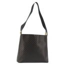 CELINE Macadam Canvas Shoulder Bag PVC Leather Black Gold Auth 185149A-1