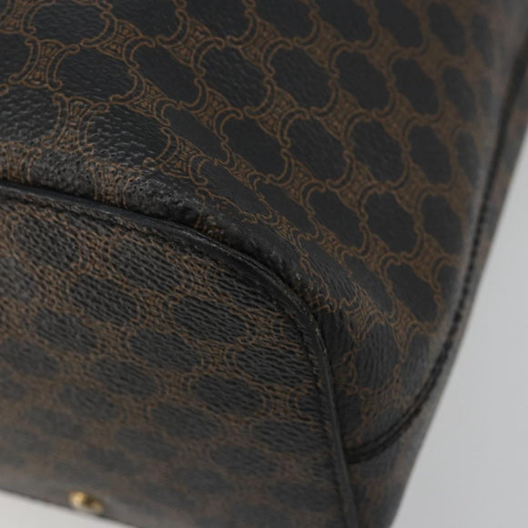 CELINE Macadam Canvas Shoulder Bag PVC Leather Black Gold Auth 185149A