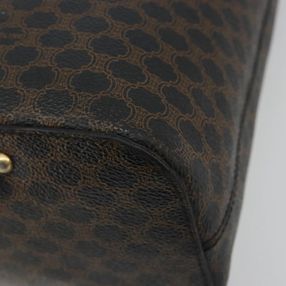 CELINE Macadam Canvas Shoulder Bag PVC Leather Black Gold Auth 185149A