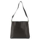 CELINE Macadam Canvas Shoulder Bag PVC Leather Black Gold Auth 185149A-2