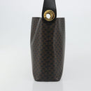 CELINE Macadam Canvas Shoulder Bag PVC Leather Black Gold Auth 185149A-5