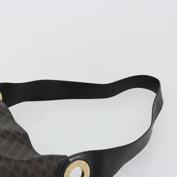 CELINE Macadam Canvas Shoulder Bag PVC Leather Black Gold Auth 185149A