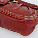 CELINE Shoulder Bag Leather Red Gold Auth 185150-9