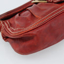 CELINE Shoulder Bag Leather Red Gold Auth 185150-14