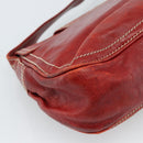 CELINE Shoulder Bag Leather Red Gold Auth 185150-16