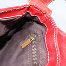 CELINE Shoulder Bag Leather Red Gold Auth 185150-19