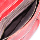 CELINE Shoulder Bag Leather Red Gold Auth 185150-20