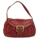 CELINE Shoulder Bag Leather Red Gold Auth 185150-13