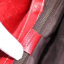 CELINE Shoulder Bag Leather Red Gold Auth 185150-12
