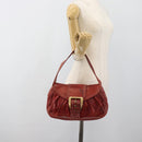 CELINE Shoulder Bag Leather Red Gold Auth 185150-21