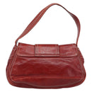 CELINE Shoulder Bag Leather Red Gold Auth 185150-2
