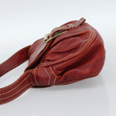 CELINE Shoulder Bag Leather Red Gold Auth 185150-3