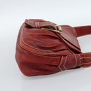 CELINE Shoulder Bag Leather Red Gold Auth 185150-4