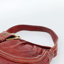 CELINE Shoulder Bag Leather Red Gold Auth 185150-8