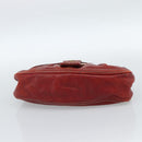 CELINE Shoulder Bag Leather Red Gold Auth 185150-5