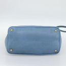 PRADA Tote Bag Leather 2way Blue Gold Auth 185152A-12