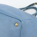 PRADA Tote Bag Leather 2way Blue Gold Auth 185152A-13