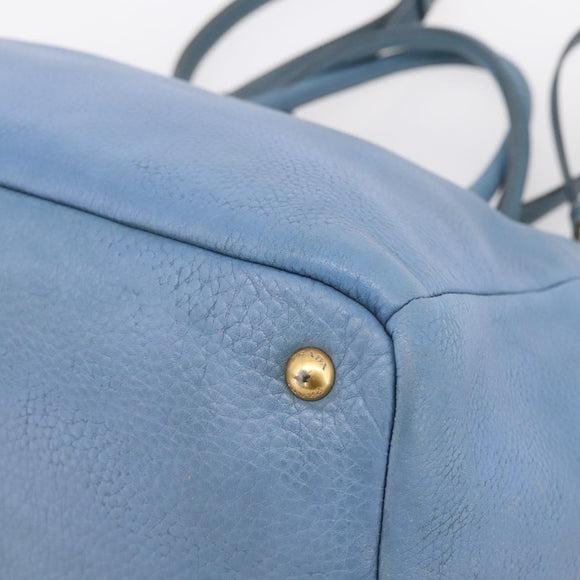 PRADA Handtas Leer 2way Blauw Goud Origineel 185152A