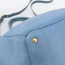 PRADA Tote Bag Leather 2way Blue Gold Auth 185152A-14