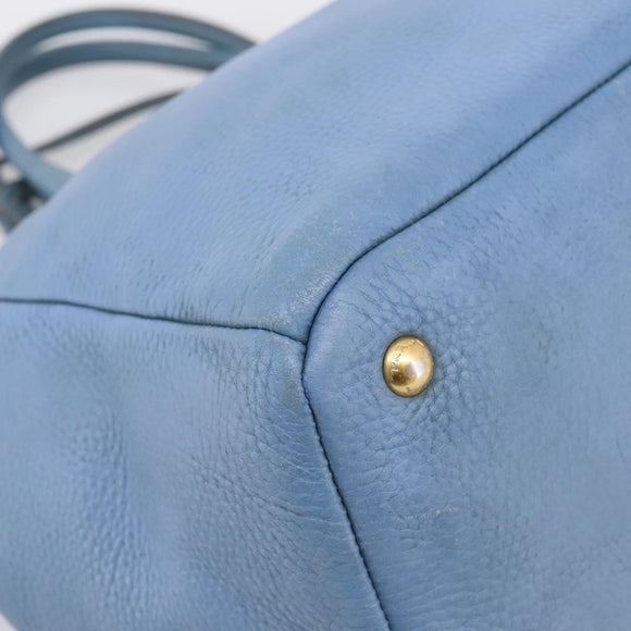 PRADA Handtas Leer 2way Blauw Goud Origineel 185152A